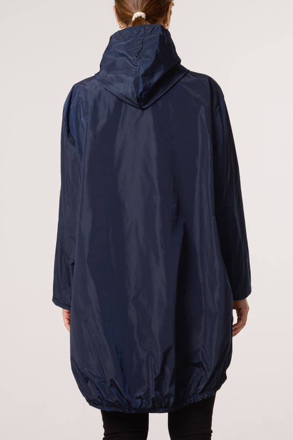Qed London Zip Up Hooded Rain Coat