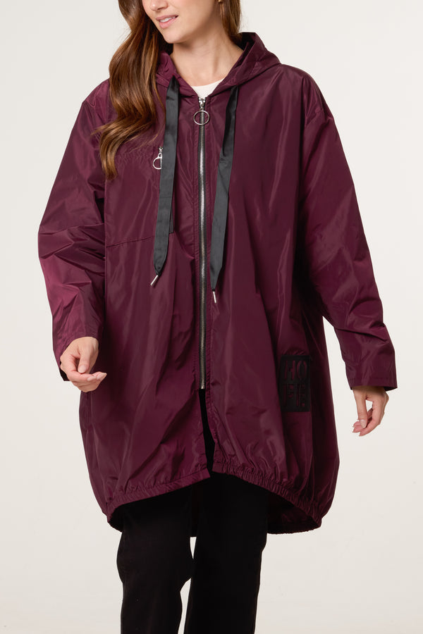 qed london Zip Up Hooded Rain Coat