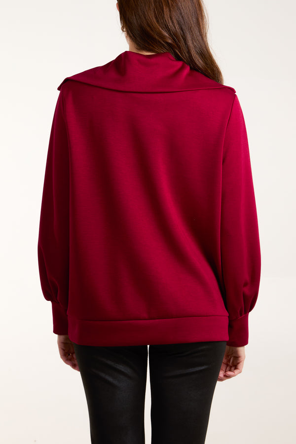 Qed London Zipped High Neck Sweat Top