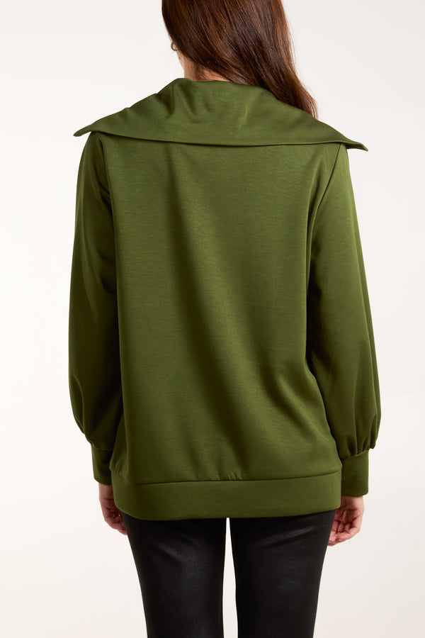 Qed London Zipped High Neck Sweat Top