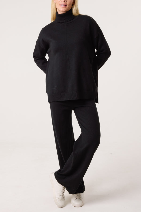 qed london Roll Neck Relaxed Jumper & Trouser Kit Set