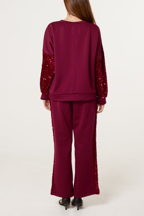 Qed London Sequin Velvet Sleeve Soft Touch Tracksuit