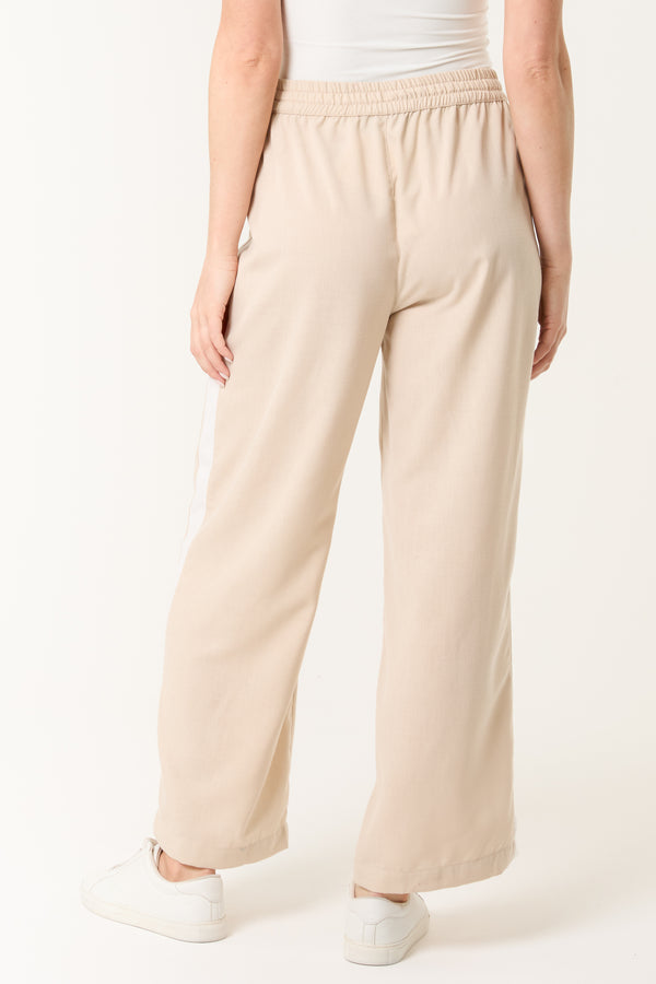 Qed London Side Stripe Linen-Look Athletic Trousers