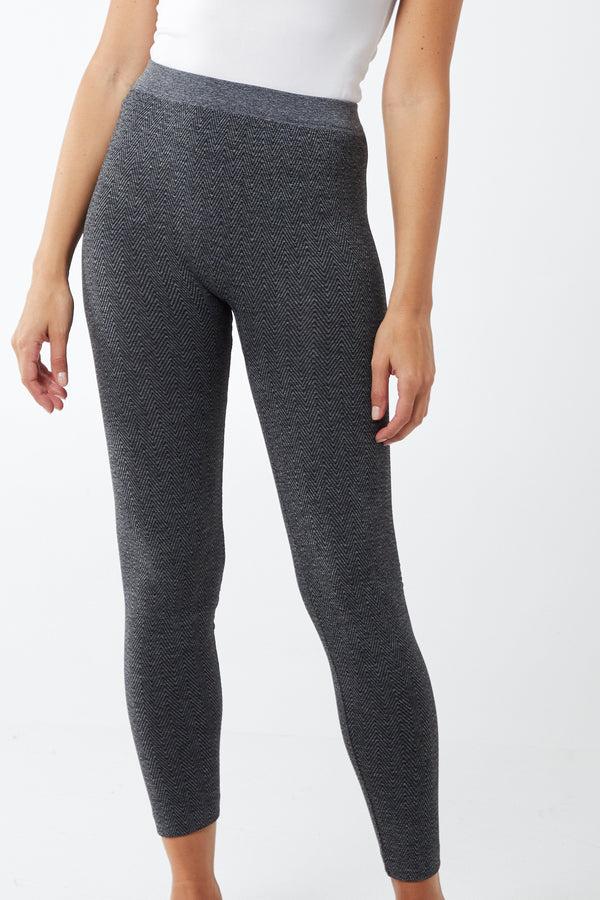 Qed London Small Zig Zag Patterned Fleece Lined Leggings