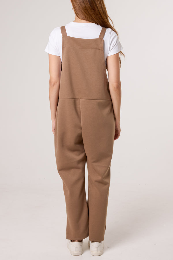 Qed London Soft Touch Straight Leg Pocket Dungarees