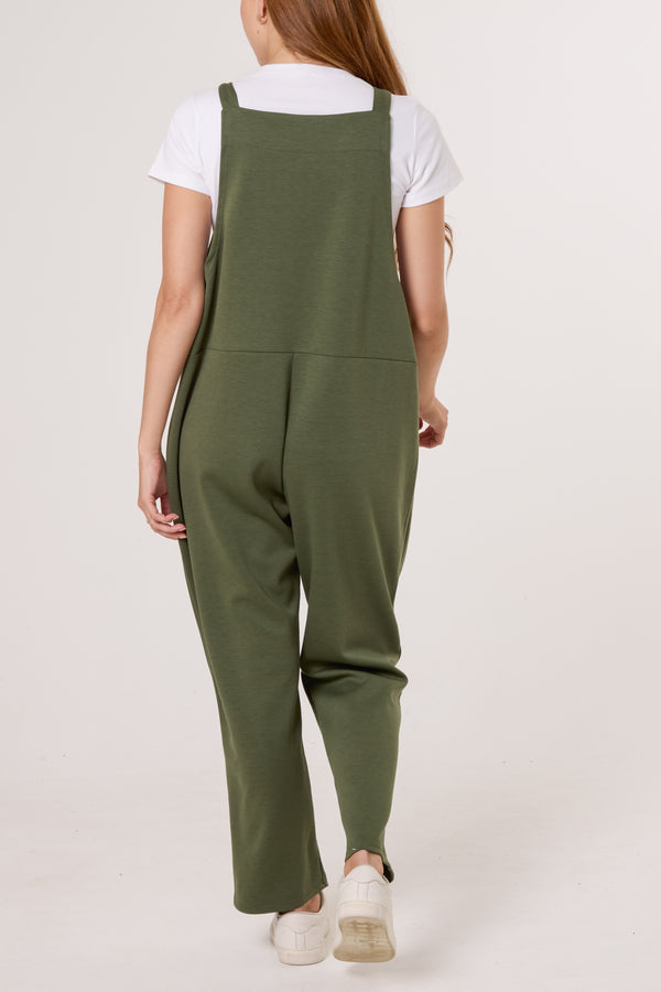 Qed London Soft Touch Straight Leg Pocket Dungarees