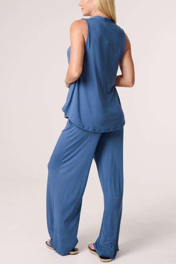 Qed London Stretch Jersey Vest & Wide Leg Trouser Set
