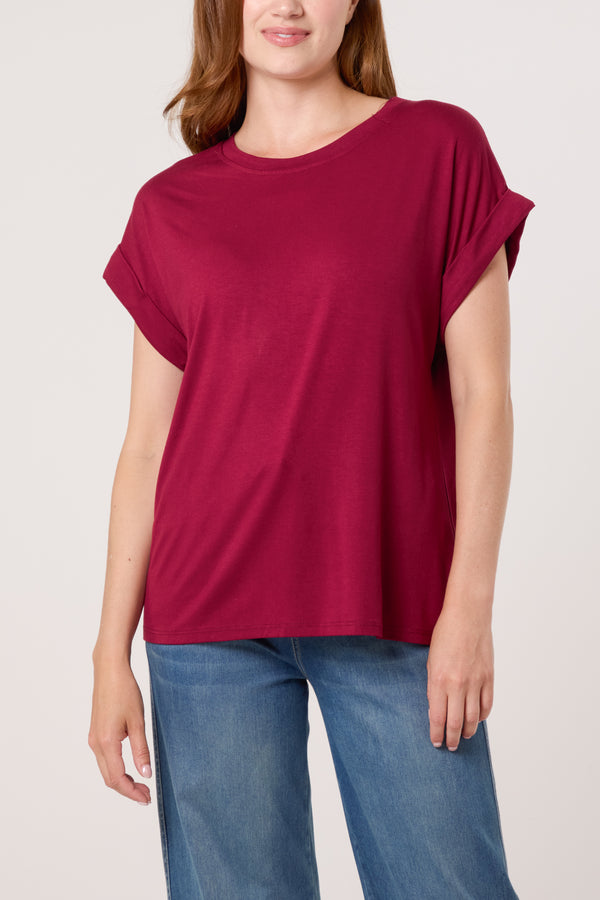 Qed London Stretchy Round Neck Short Sleeve T-Shirt