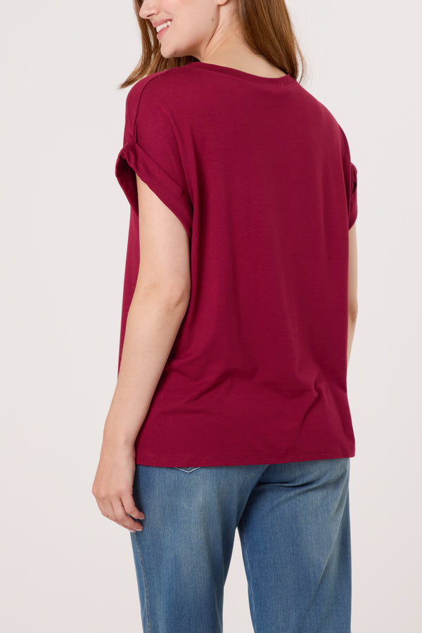 Qed London Stretchy Round Neck Short Sleeve T-Shirt