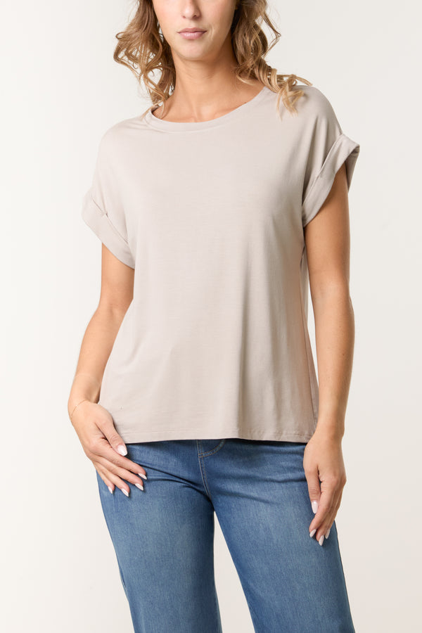 Qed London Stretchy Round Neck Short Sleeve T-Shirt
