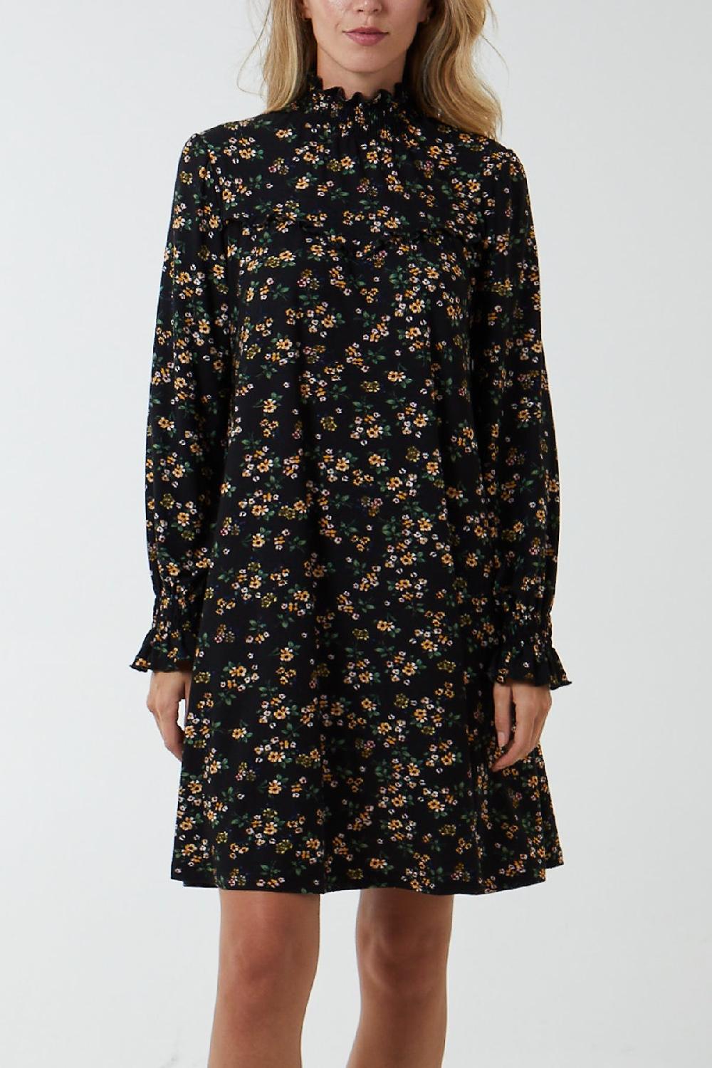 Qed London Sweetheart Shirred Mini Trapeze Stretch Dress