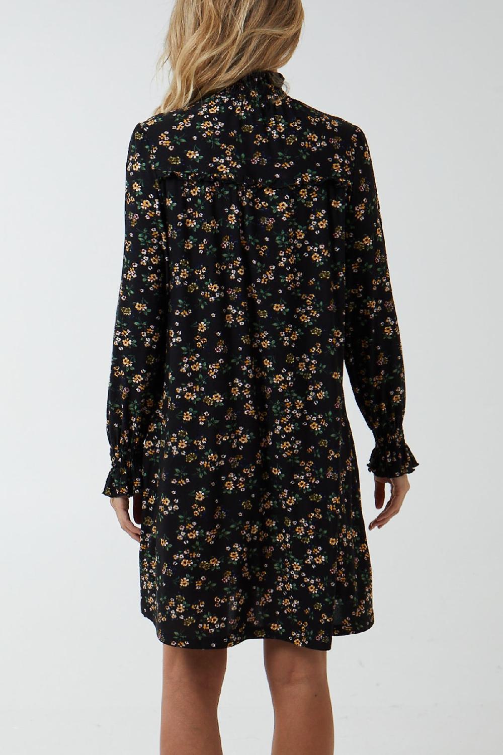 Qed London Sweetheart Shirred Mini Trapeze Stretch Dress