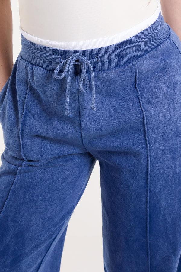 Qed London Washed Contrast Waistband Wide Leg Jogger