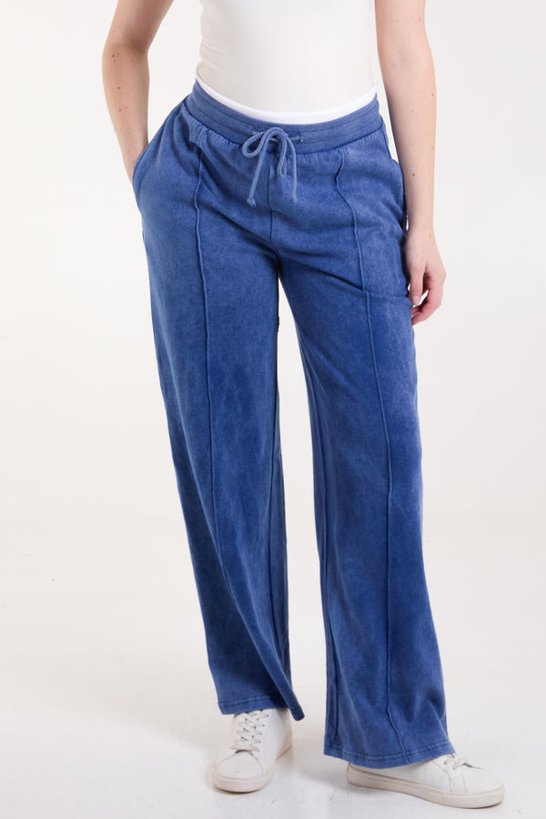 qed london Washed Contrast Waistband Wide Leg Jogger
