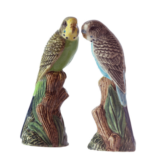 Quail Ceramics Budgerigar Salt And Pepper Blue/Green