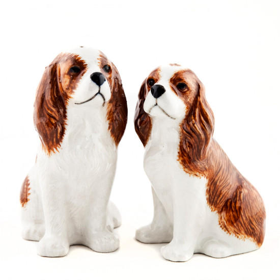 Quail Ceramics Cavalier King Charles Spaniel Salt And Pepper Blenheim