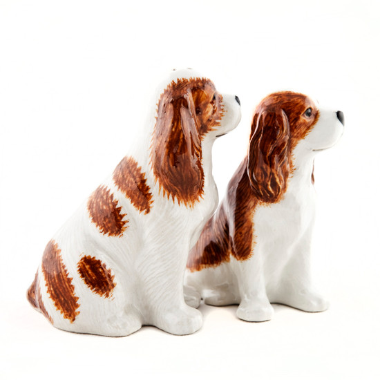 Quail Ceramics Cavalier King Charles Spaniel Salt And Pepper Blenheim