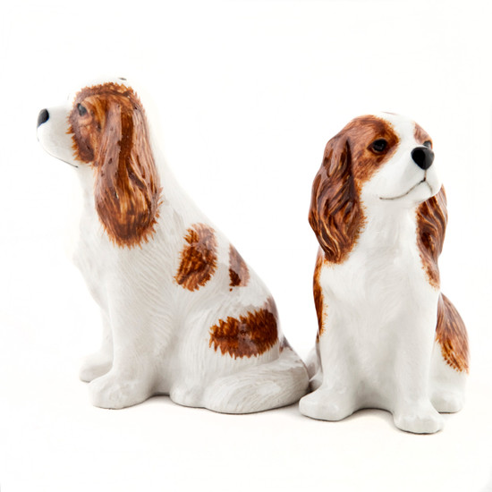 quail ceramics Cavalier King Charles Spaniel Salt and Pepper Blenheim