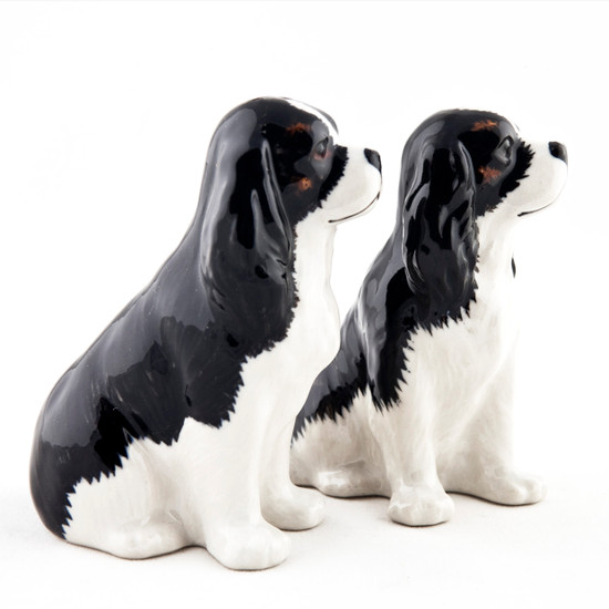 Quail Ceramics Cavalier King Charles Spaniel Salt And Pepper Tri
