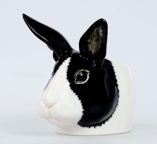 quail ceramics Dutch Rabbit Face Egg Cup Black/White