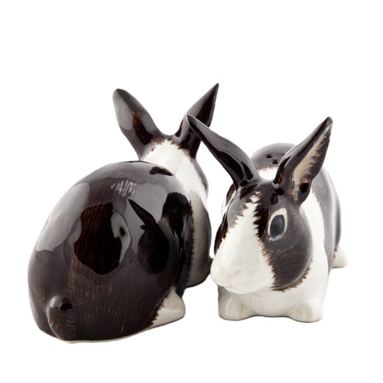Quail Ceramics Dutch Rabbit Salt And Pepper Black And White