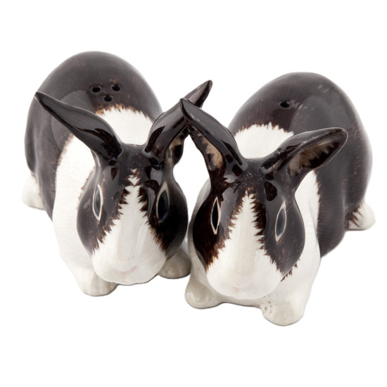 Quail Ceramics Dutch Rabbit Salt And Pepper Black And White