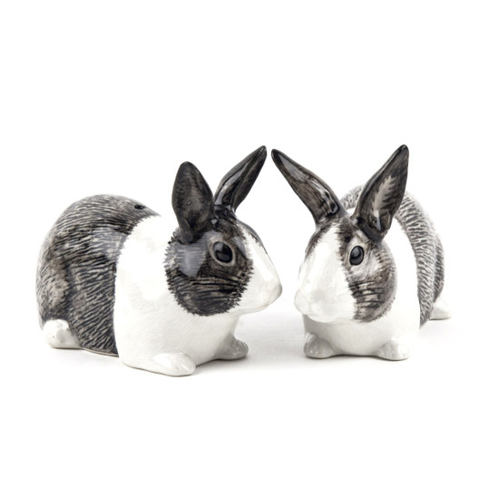 Quail Ceramics Dutch Rabbit Salt And Pepper Grey And White