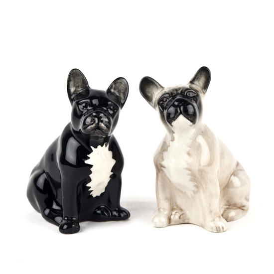 Quail Ceramics French Bulldog Salt And Pepper Fawn/black