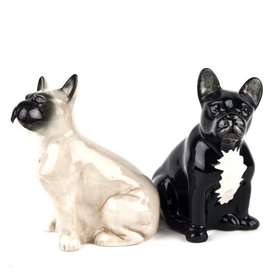 Quail Ceramics French Bulldog Salt And Pepper Fawn/black