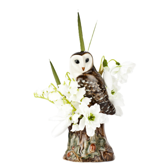 quail ceramics Barn Owl Bud Vase