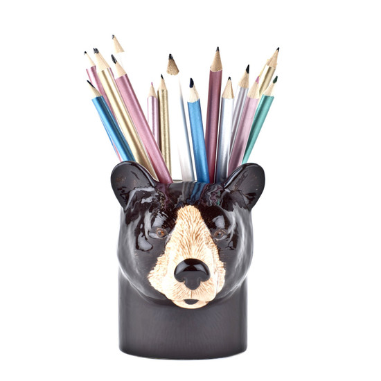 quail ceramics Black Bear Pencil Pot