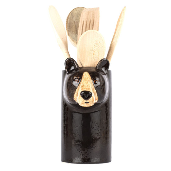 Quail Ceramics Black Bear Utensil Pot