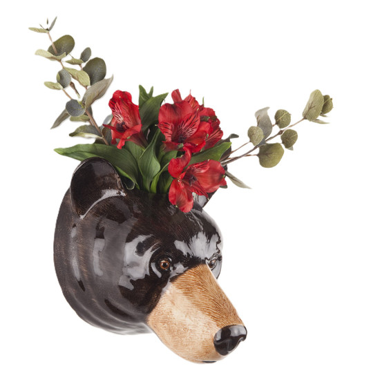 Quail Ceramics Black Bear Wall Vase Large