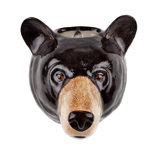 Quail Ceramics Black Bear Wall Vase Large