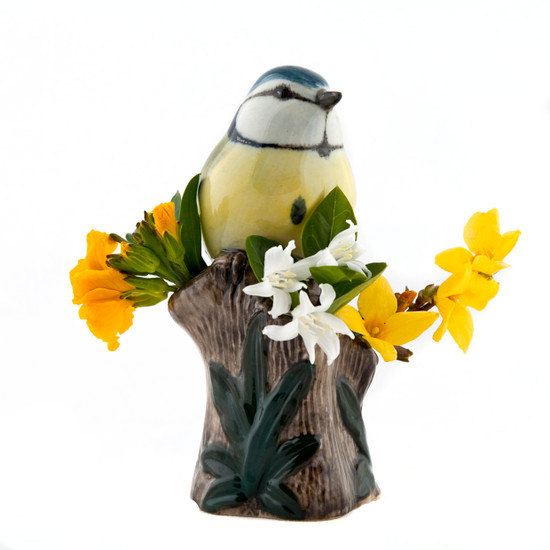Quail Ceramics Blue Tit Bud Vase