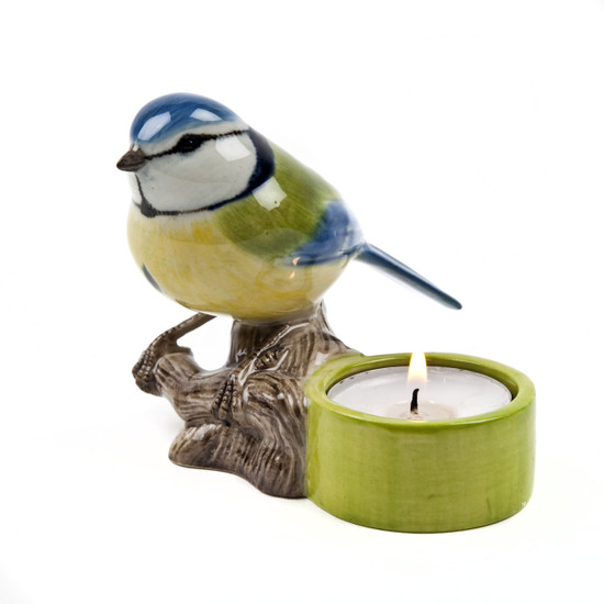 quail ceramics Blue Tit Tea Light Holder