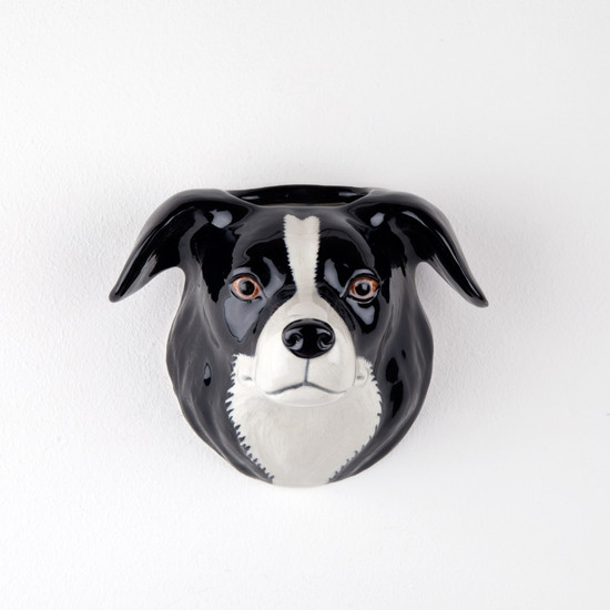 Quail Ceramics Border Collie Wall Vase Small