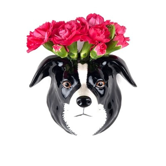 Quail Ceramics Border Collie Wall Vase Small