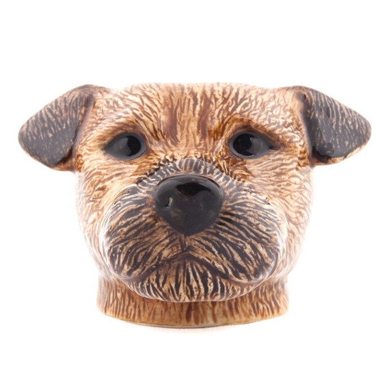 quail ceramics Border Terrier Face Egg Cup