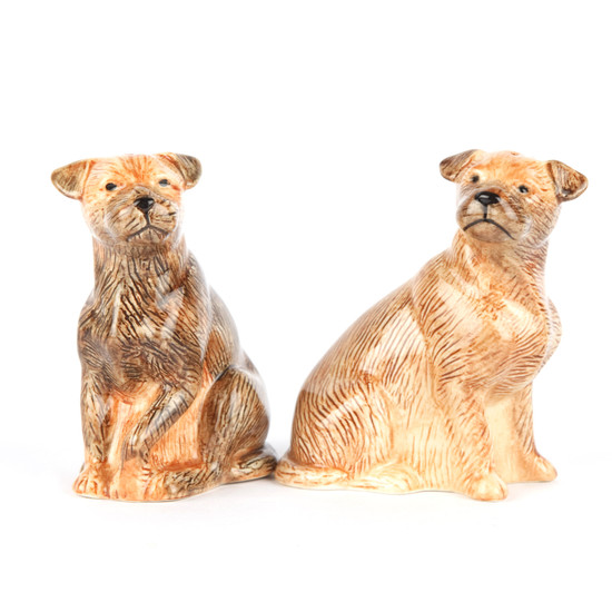 quail ceramics Border Terrier Salt and Pepper