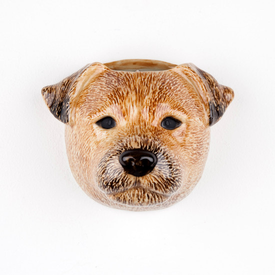 quail ceramics Border Terrier Wall Vase Small