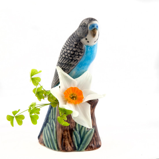 Quail Ceramics Budgerigar Bud Vase Blue