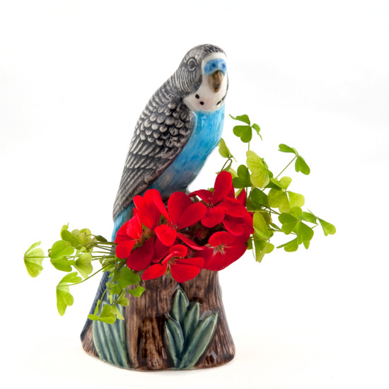 Quail Ceramics Budgerigar Bud Vase Blue