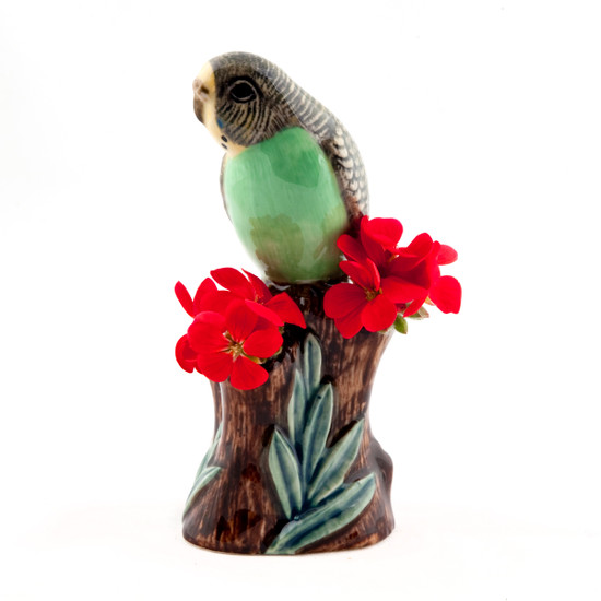 Quail Ceramics Budgerigar Bud Vase Green