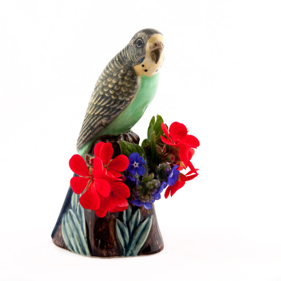 Quail Ceramics Budgerigar Bud Vase Green