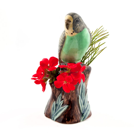 quail ceramics Budgerigar Bud Vase Green