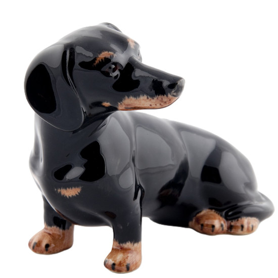 Quail Ceramics Dachshund Money Box Black/tan