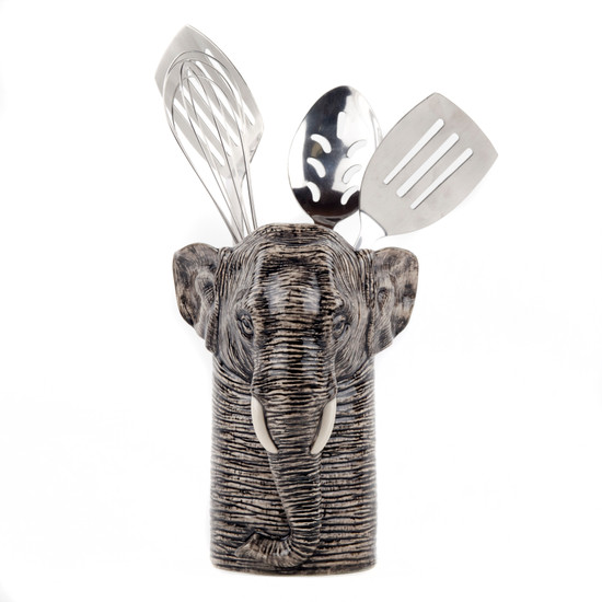Quail Ceramics Elephant Utensil Pot