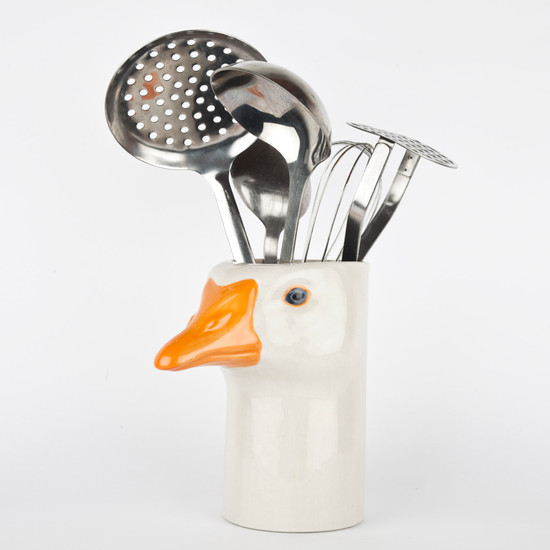 Quail Ceramics Goose Utensil Pot