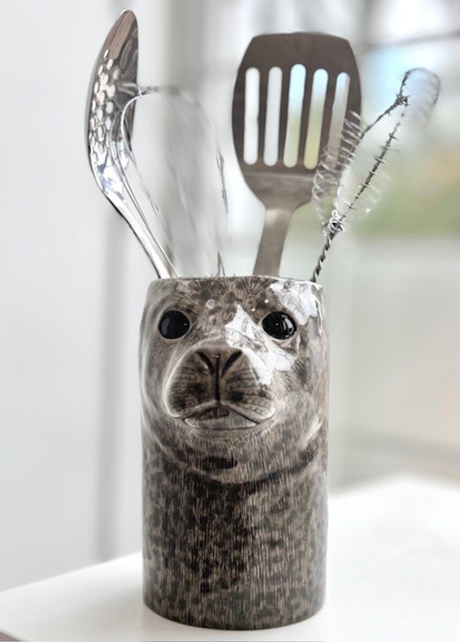 quail ceramics Harbour Seal Utensil Pot